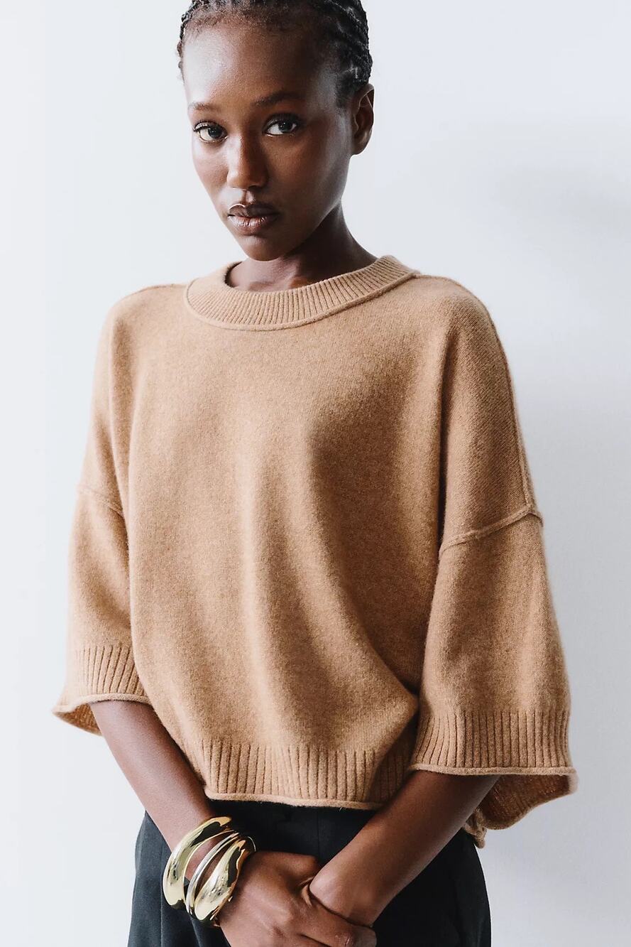 Anthropologie Goldie 100% Cashmere Sweater Tan